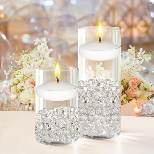 12 pcs Unscented Floating Candles, Hand Poured Wax Candle 3 12 Pieces White