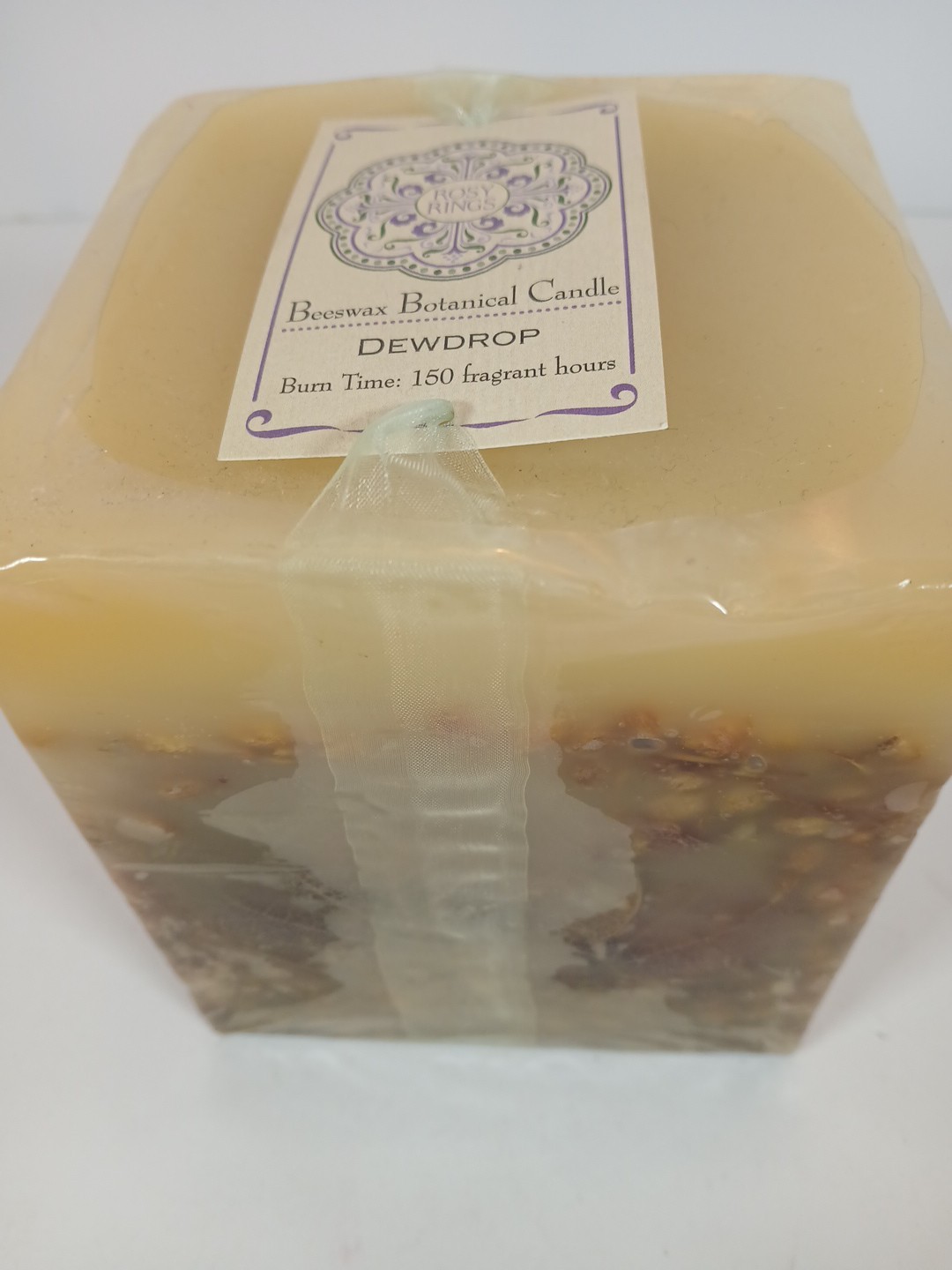 NEW Rosy Rings Square Botanical “Dewdrop” Candle 150 Hours