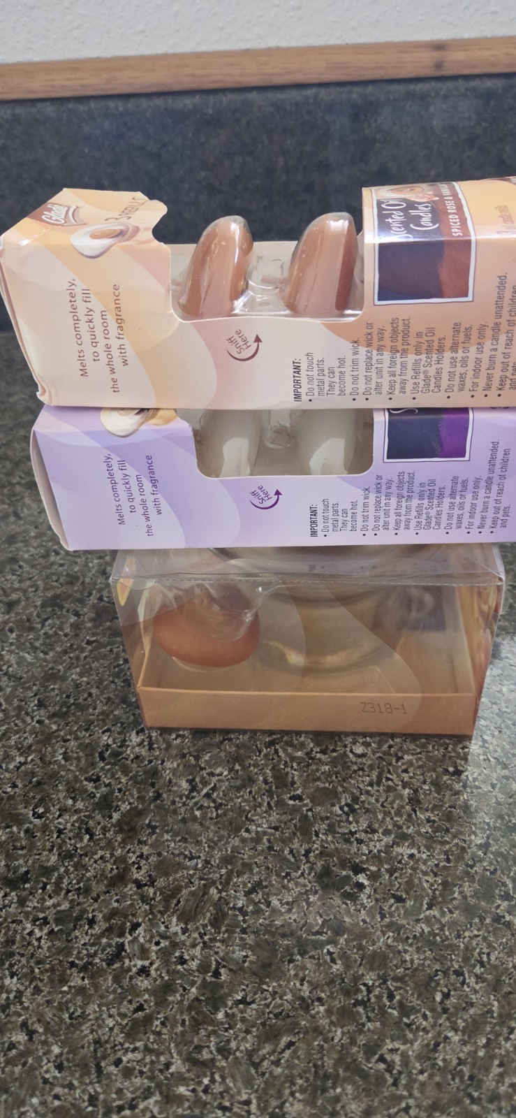 Glade Scented Oil Candle & 6 Refills orchid & Spiced Rose Vanilla