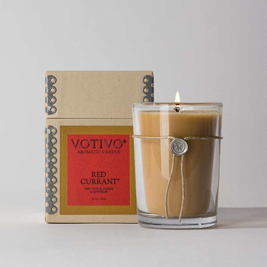 Votivo Red Currant 6.8 oz Aromatic Candle | Soy Wax Blend | Luxury Glass Jar
