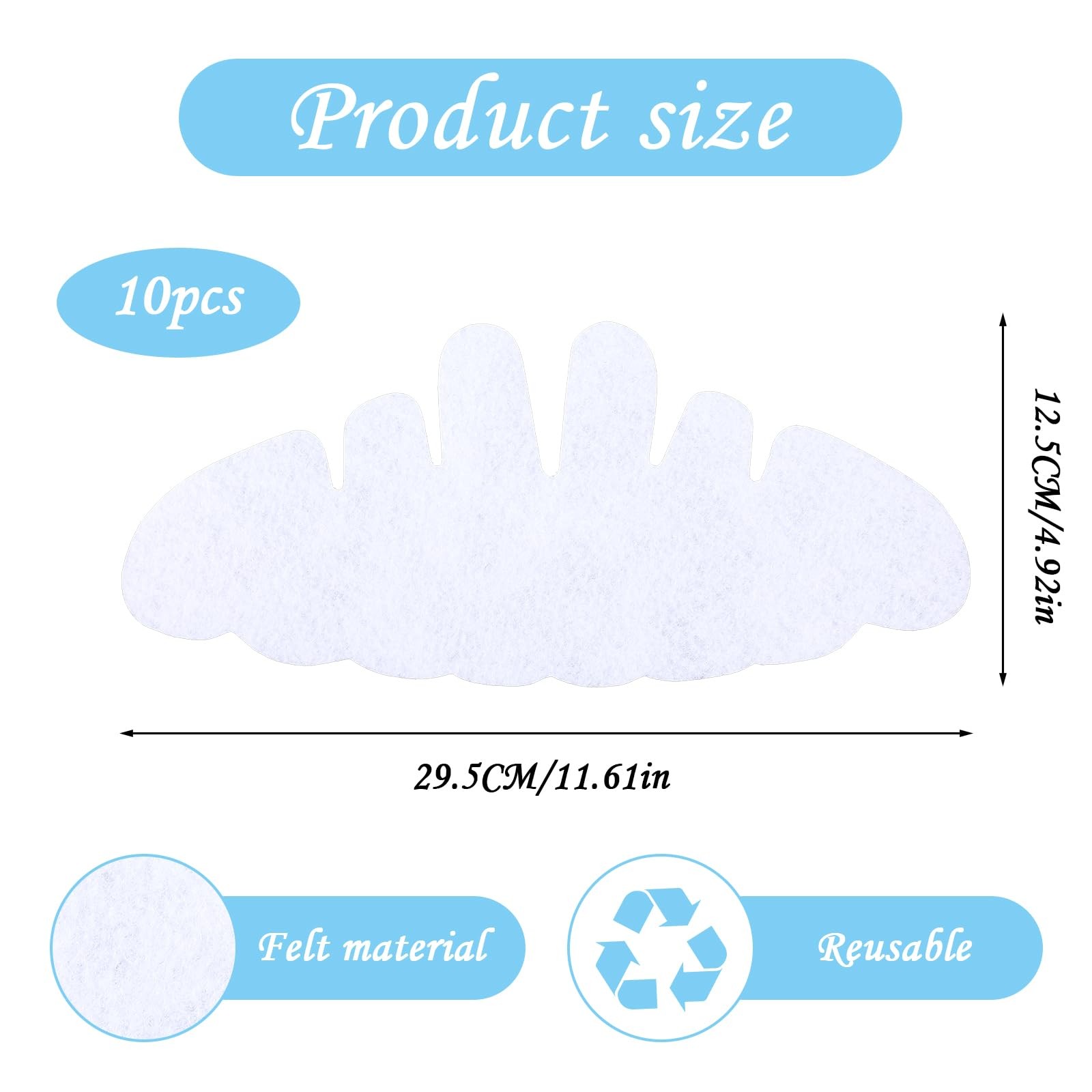 10 Pack Baseball Cap Felt Inserts Washable Hat Shaper Sweat Liner Brim