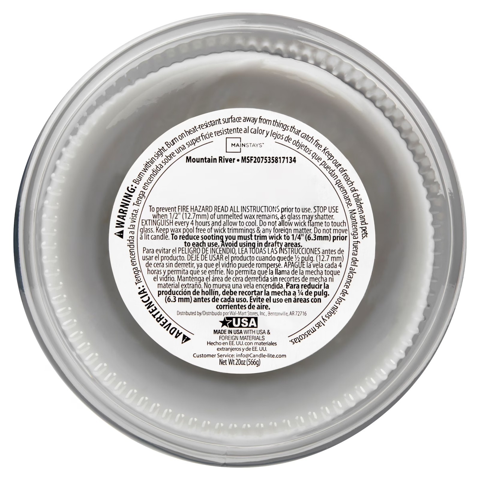 Mainstays Single Wick Scented Glass Jar Candle,Mountain River, 20oz.