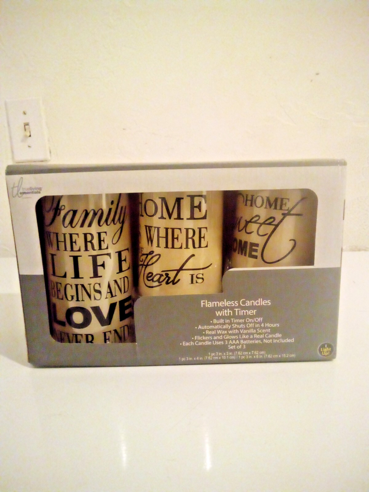 New True Living Essentials Flameless Candles Set Of 3