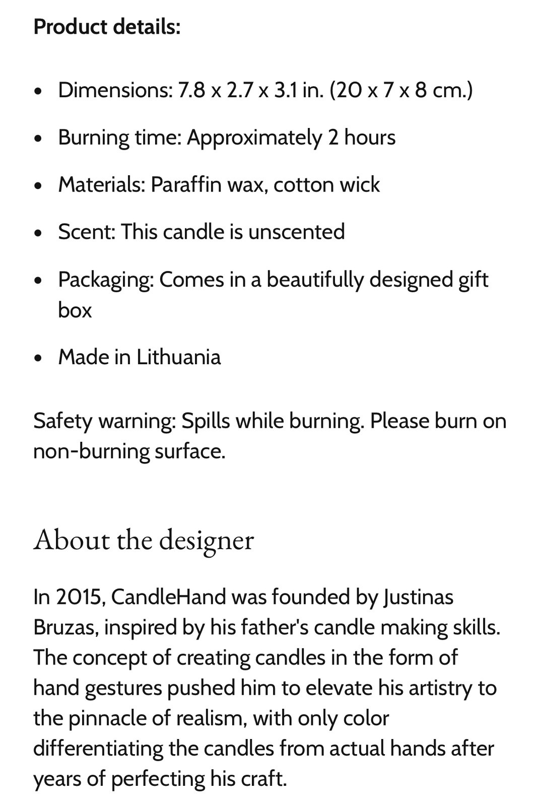 Candlehand Victory/Peace Candle Black