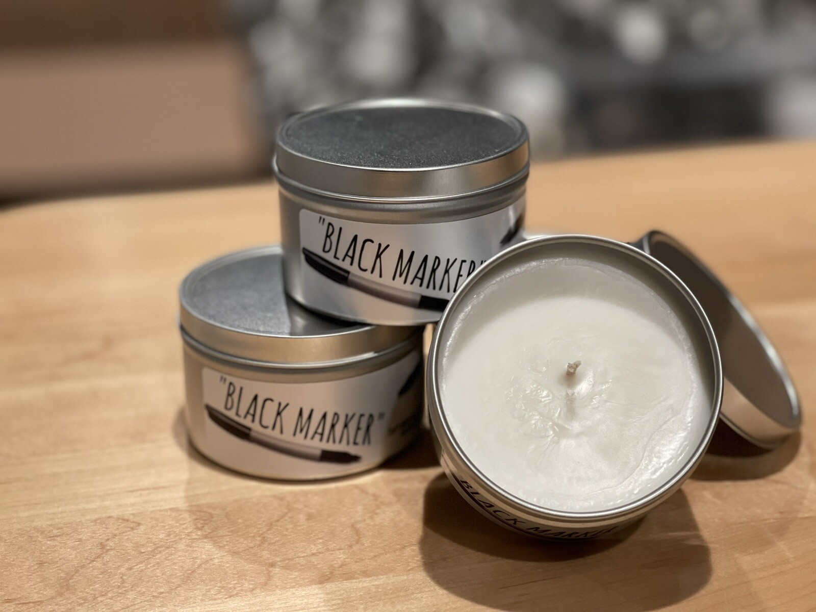 Black marker scented candle: the smell of art