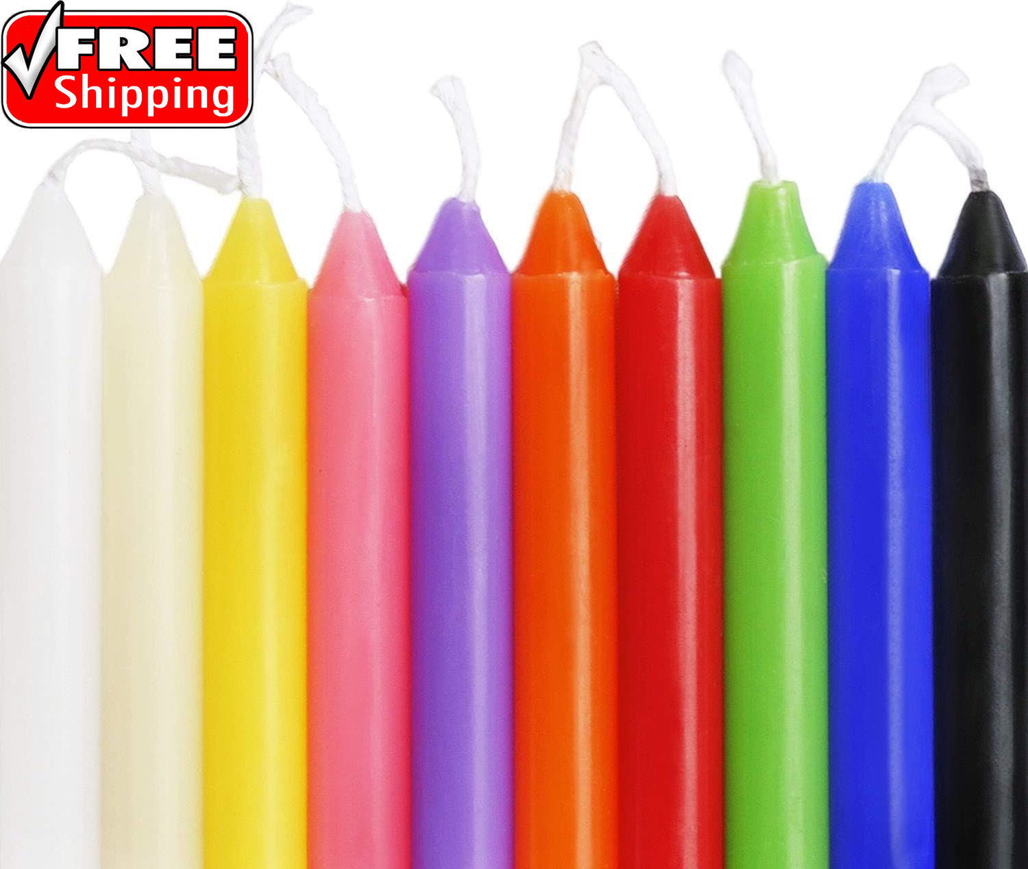 100 Pcs Spells Chime Candles Unscented Assorted Colors Mini Taper Candles | 4″ T