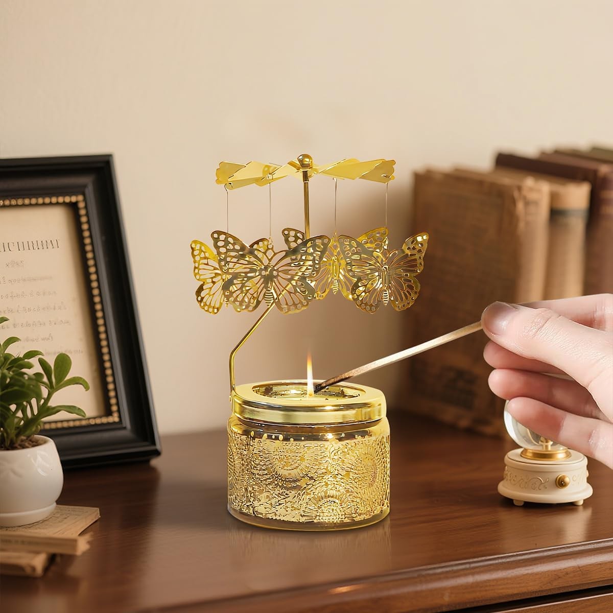 Elegant Butterfly Candle with Rotating Holder Box Set Gift For Women Home Decor