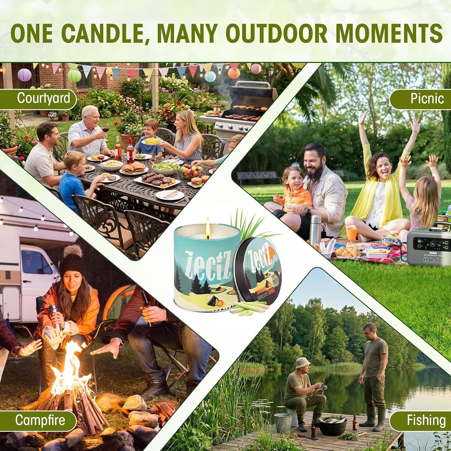 Citronella Candle for Outdoor Indoor,with Lemongrass,Rosemary & Peppermint Oil