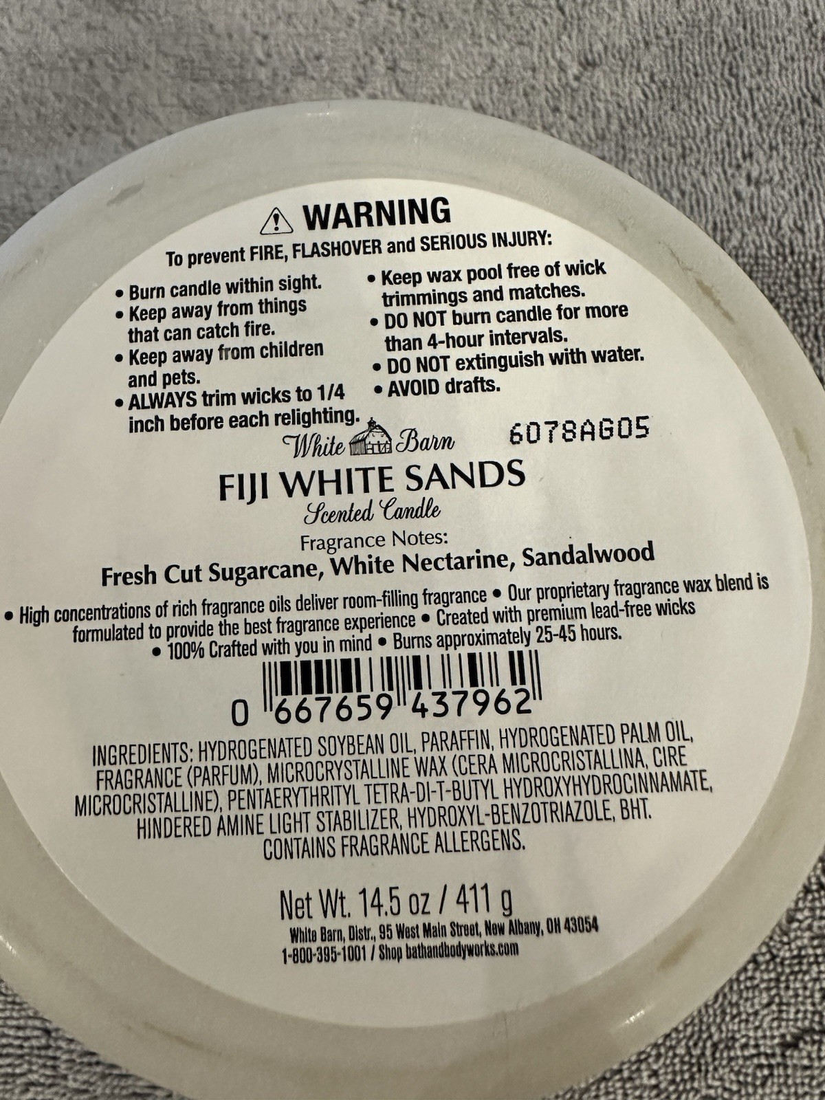 Bath and Body Works White Barn Fiji White Sands 14.5 oz 3 Wick Candle NEW W/Lid