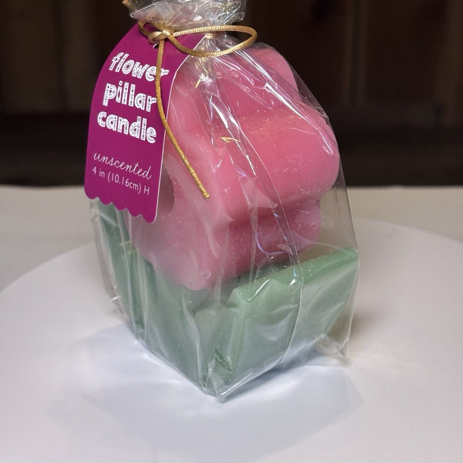 Flower Pillar Candle 4 inches Unscented Yellow Gift -Floral – Spring NEW!
