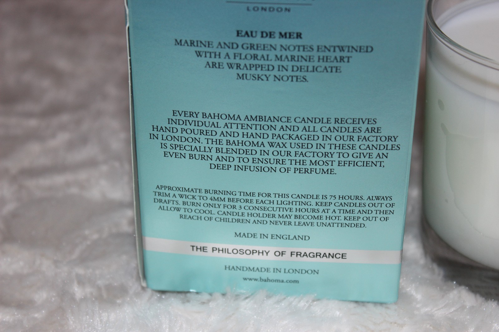 BAHOMA London Eau de Mer Ambiance Spa Candle 7.75 oz 220 g 75 hrs NEW NIB Nice $