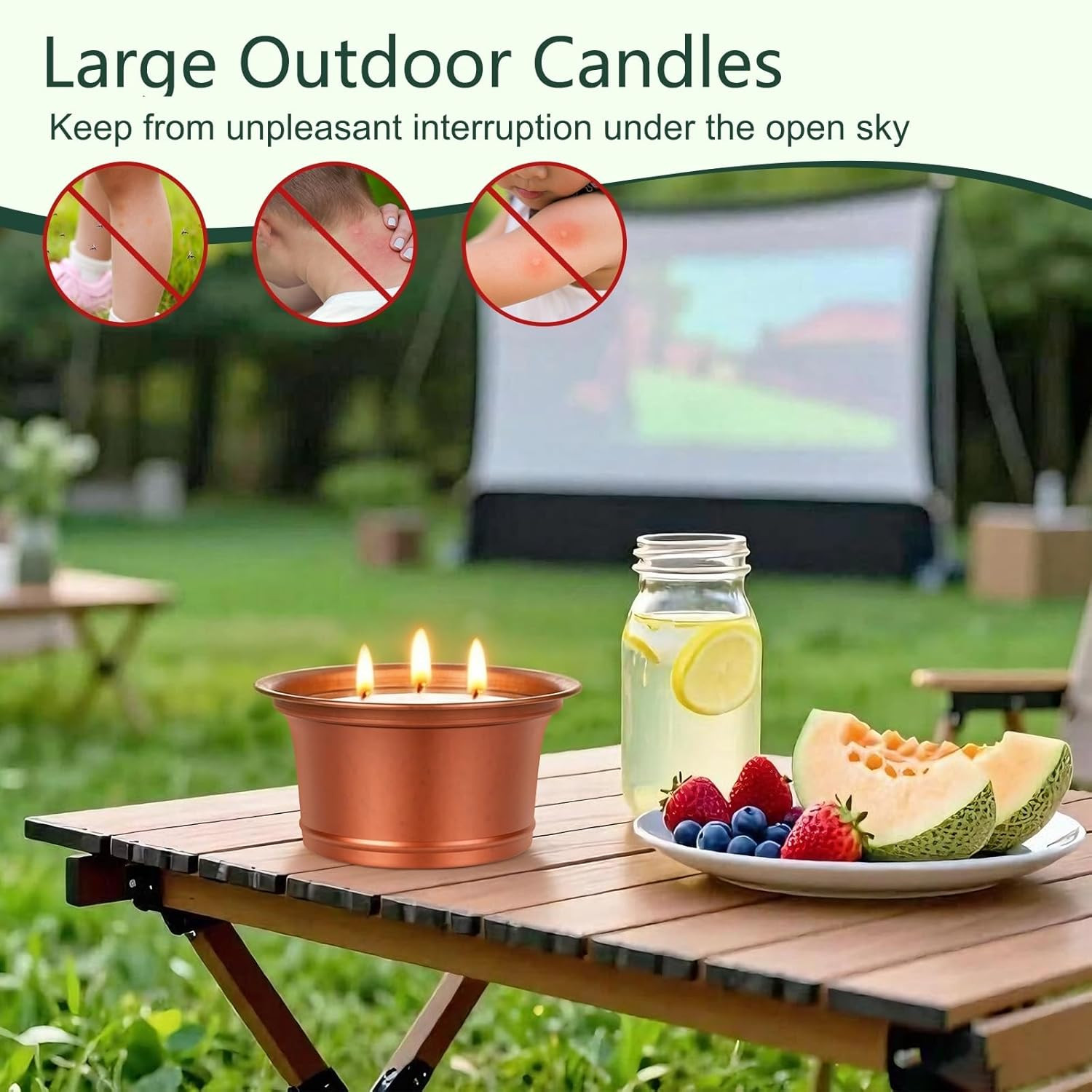 Citronella Candles Outdoor, 2 Pack Large Citronella Candles, Three Wick Lemongra