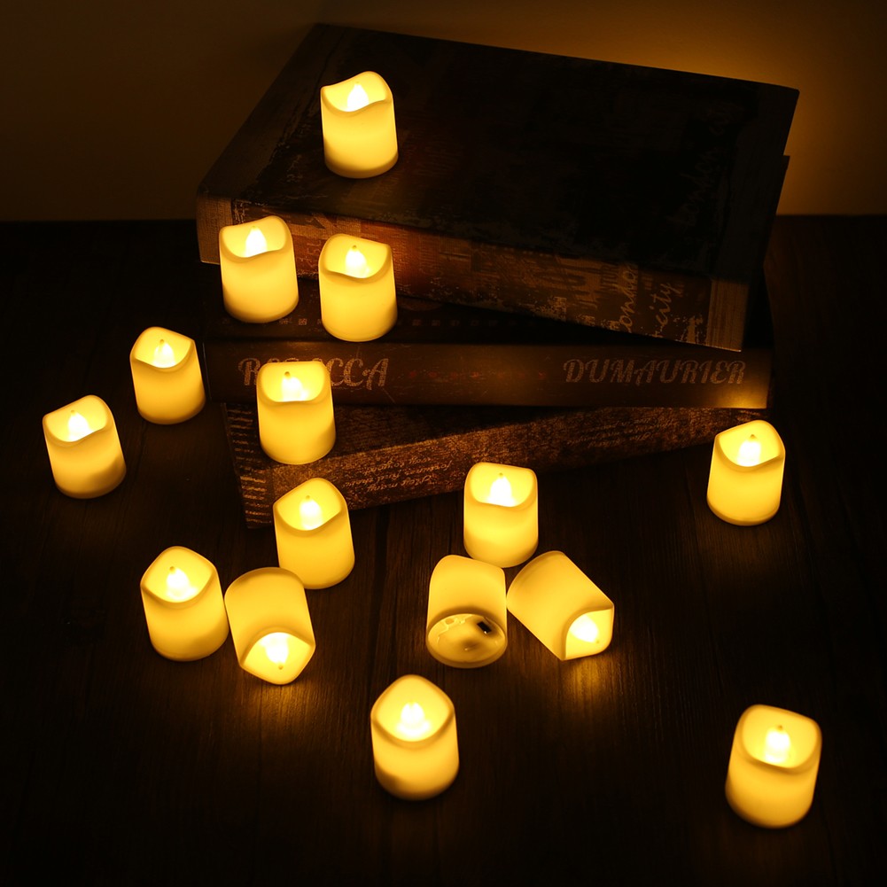 24/48 Pack LED Tea Lights Battery Operated Flameless Votive Candles Warm White