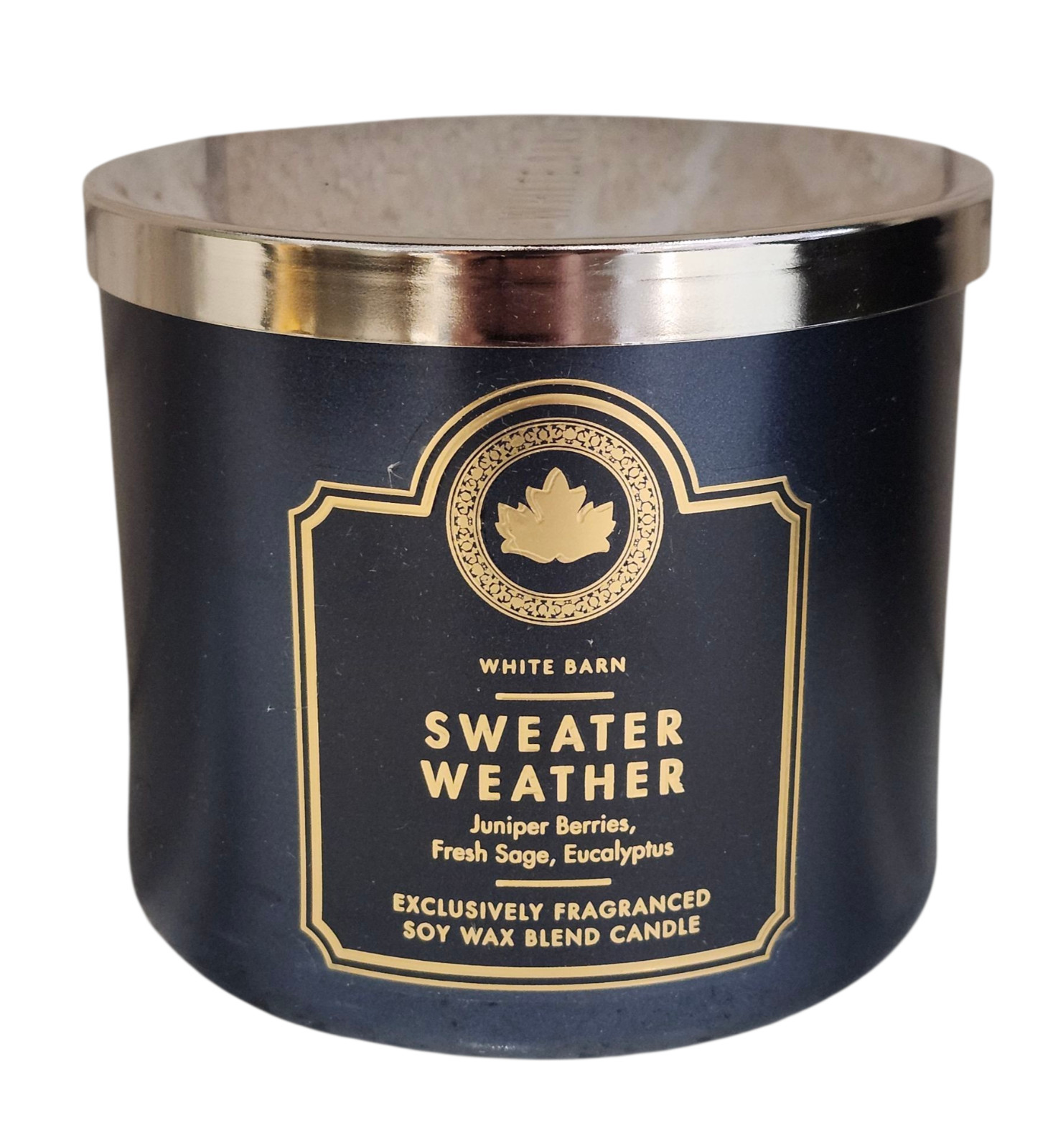 NEW Bath & Body Works SWEATER WEATHER Scented 3 Wick WHITE BARN Candle 25-45 Hrs