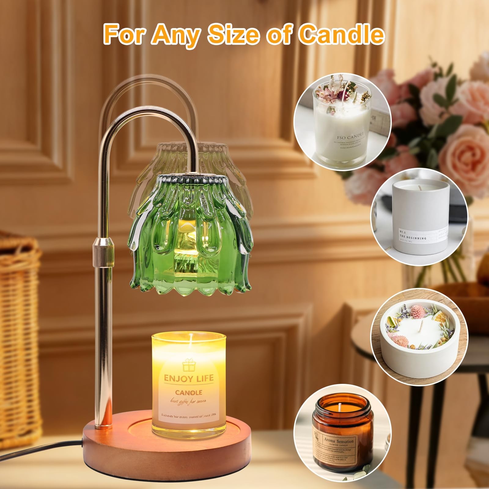 Candle Warmer Lamp with Timer and Dimmer 4-Level Dimmable Flower Light Heat L…