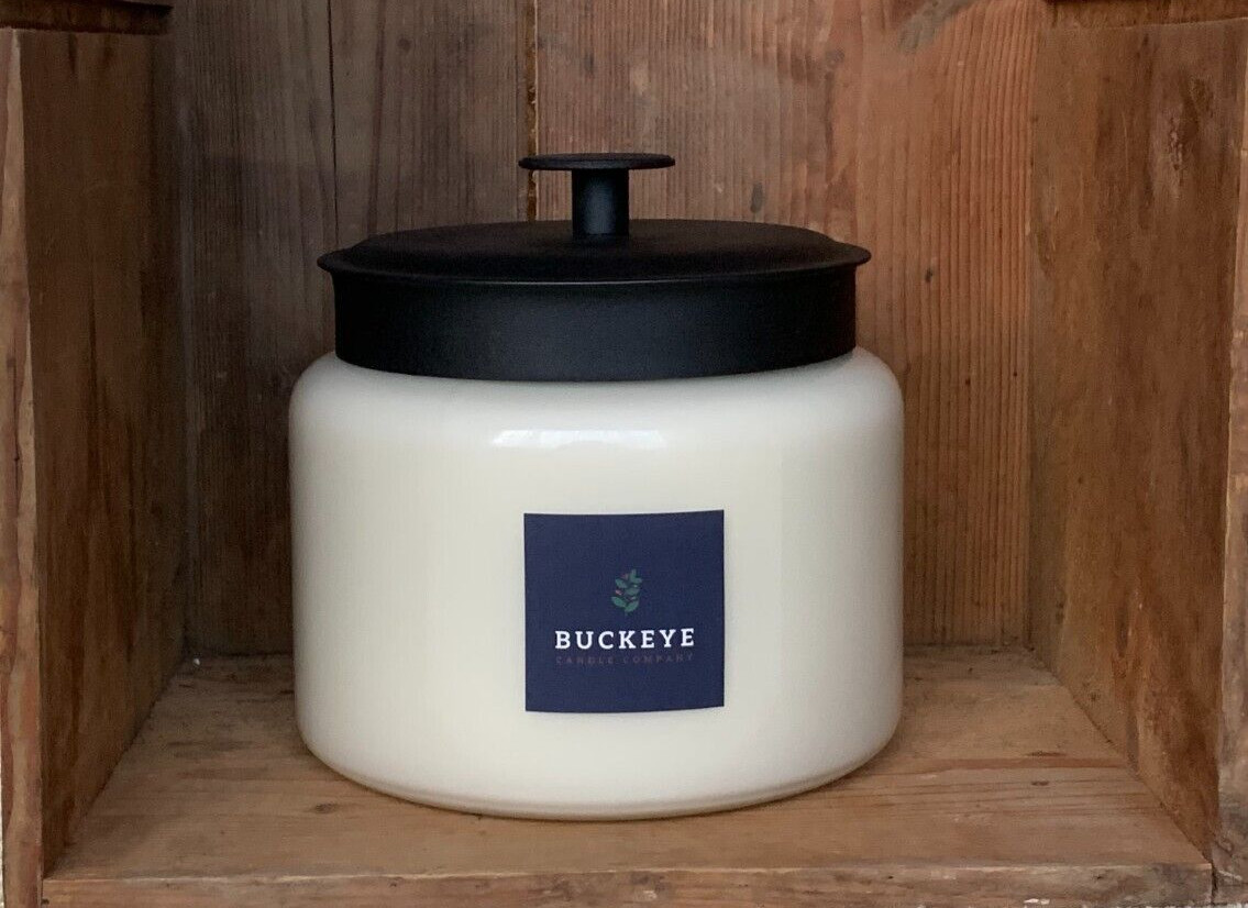 Large 96 Oz Soy Candle Apothecary Jar with Black Lid, Fraser Fir Scent