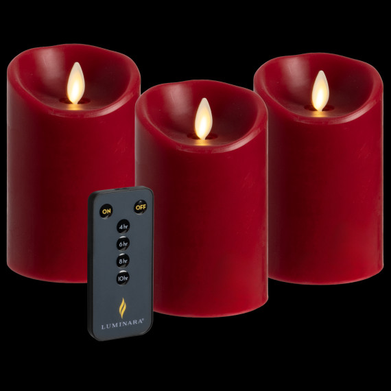 3-Pack: Luminara Flameless 4.5″ Pillar Candles with Remote