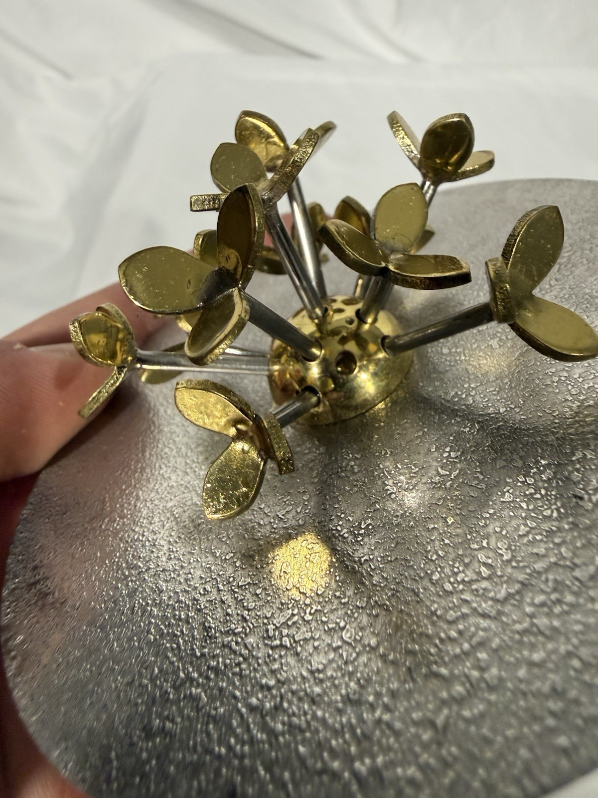 MICHAEL ARAM Gold Candle Replacement Lid, Art Sculpture Signed Flower
