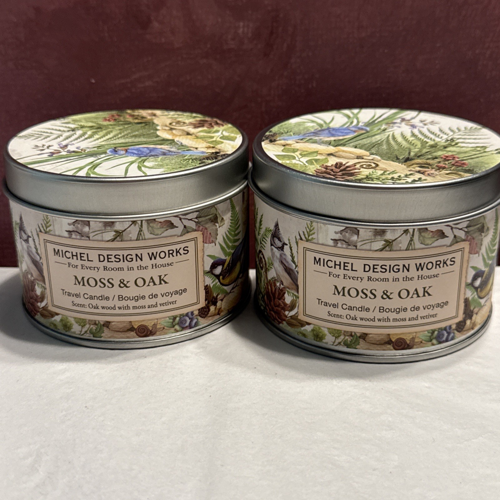 Two MICHEL DESIGN WORKS ~ MOSS & OAK ~ Candle 5.5 oz X 2 Oak Moss Vetiver