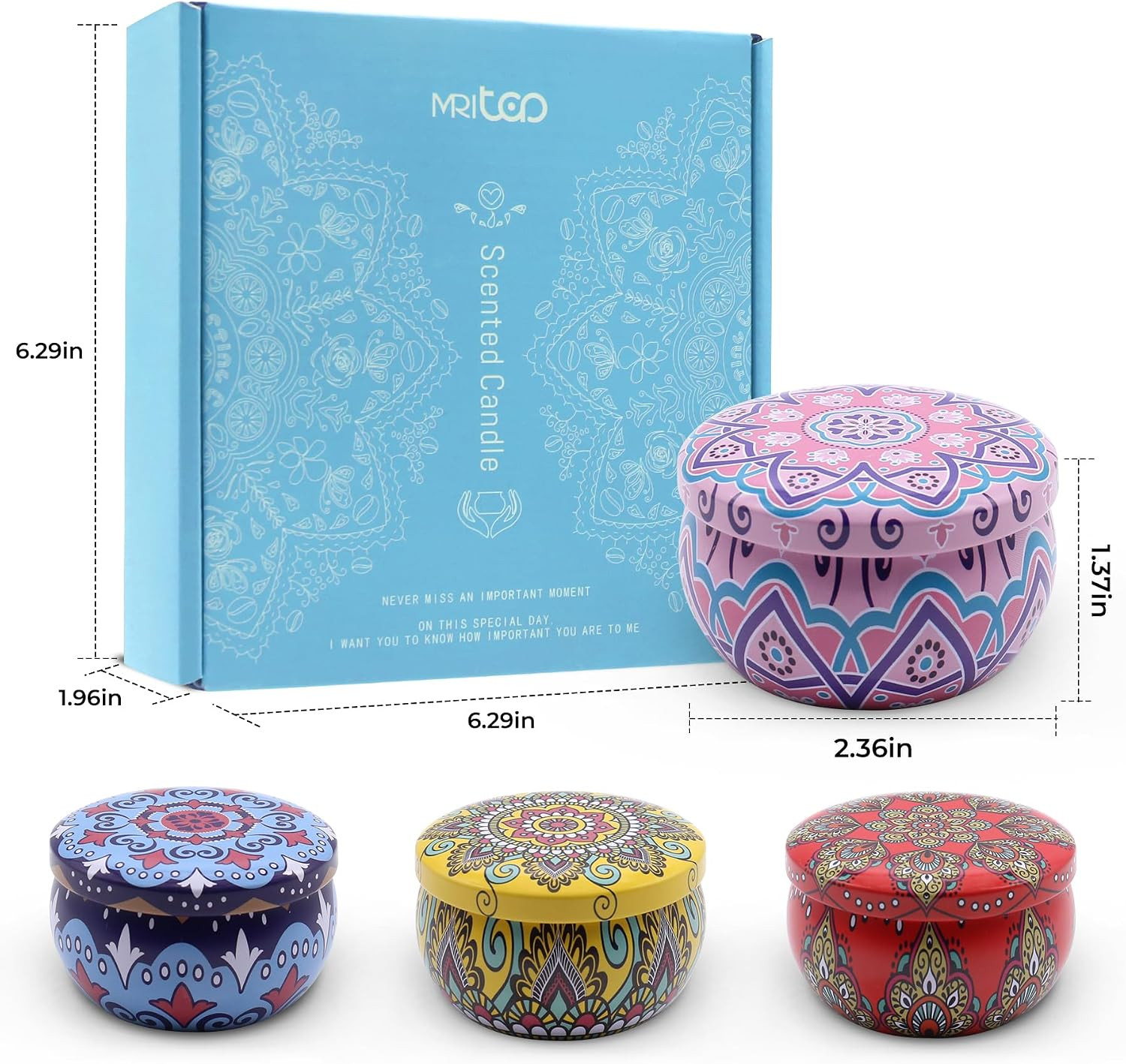 Soy Wax Scented Candle Gift Set with Dried Flowers – 4 Pack Aromatherapy Set