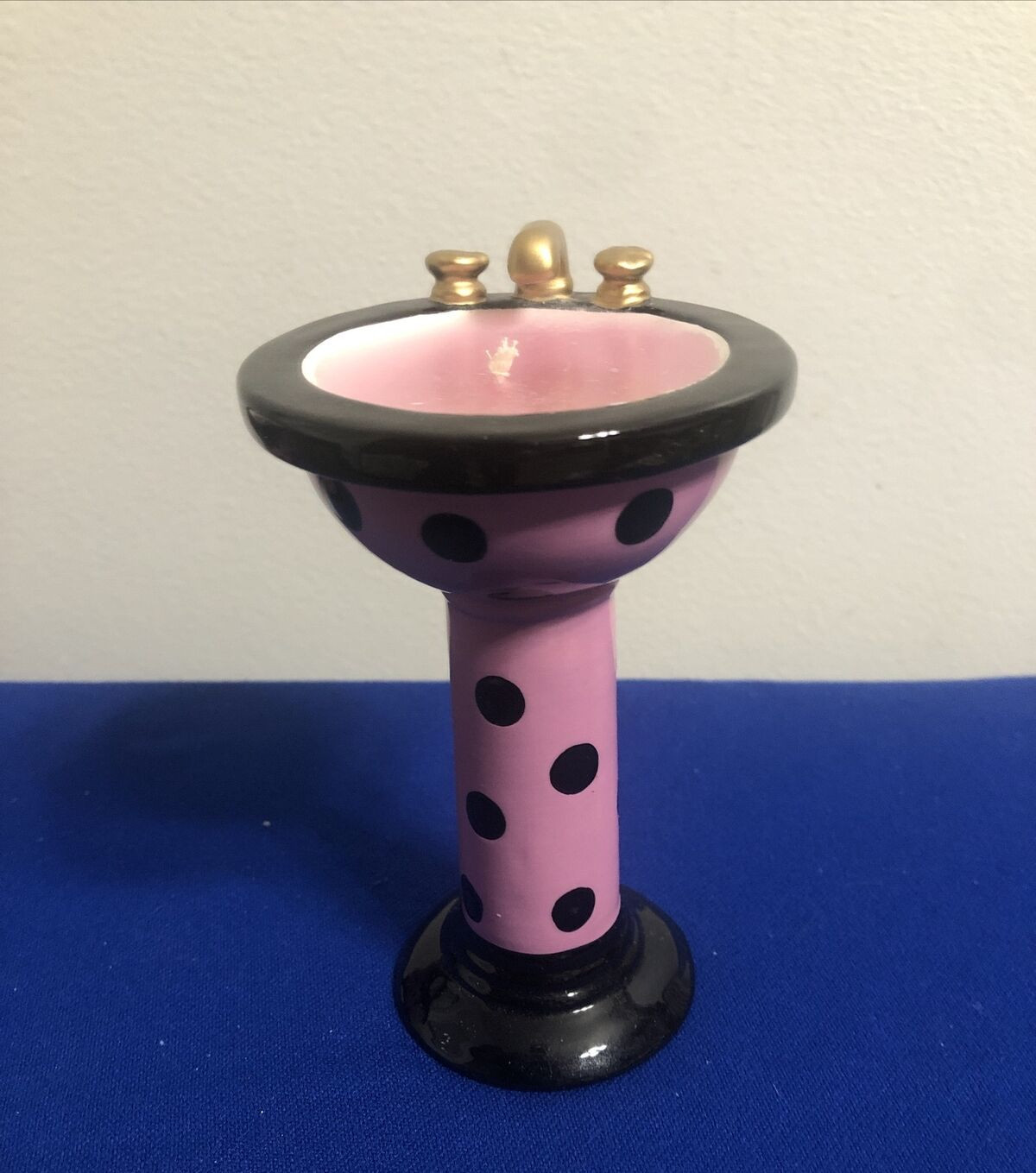 Ceramic Bathtub, Toilet & Sink Candle Set – Pink Polka Dot Design