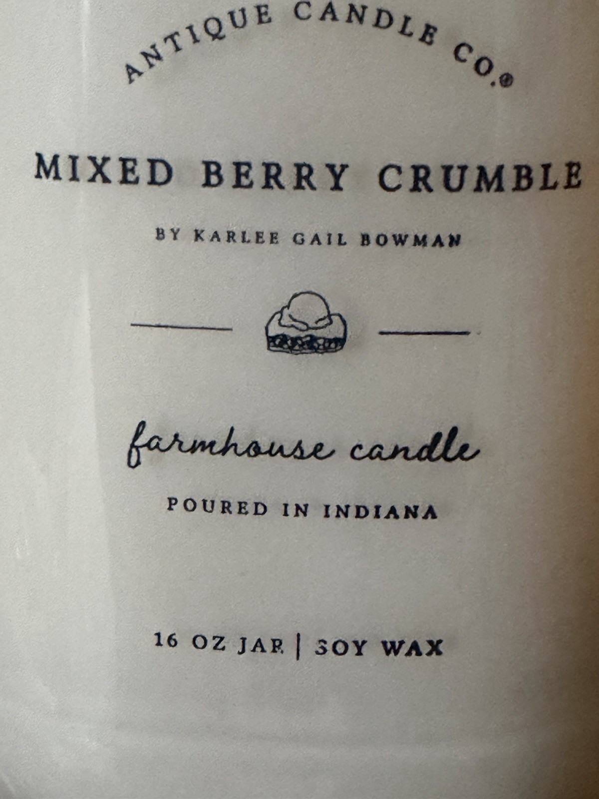 Antique Candle Co. Mixed Berry Crumble 16 oz Soy Wax Farmhouse Mason Jar Candle