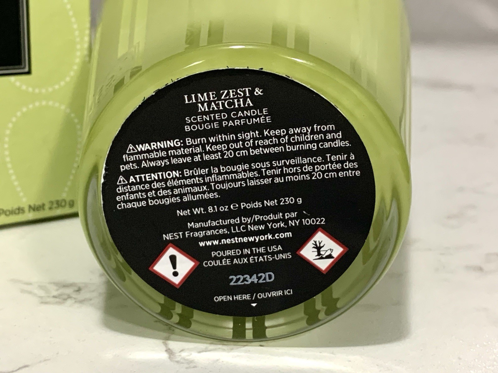 NEST Fragrances Lime Zest and Matcha Classic Scented Candle 8.1 oz – New In Box