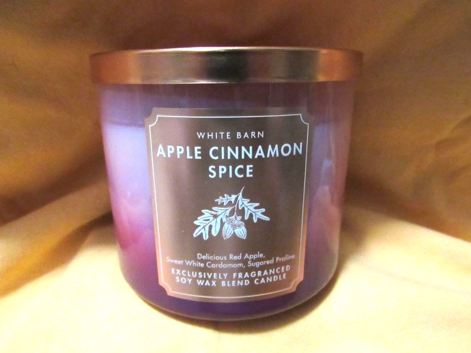 🍁 🍁 🍁BATH & BODY WORKS/WHITE BARN 3 WICK 14.5 OZ~”APPLE CINNA SPICE”~🍁 🍁 🍁
