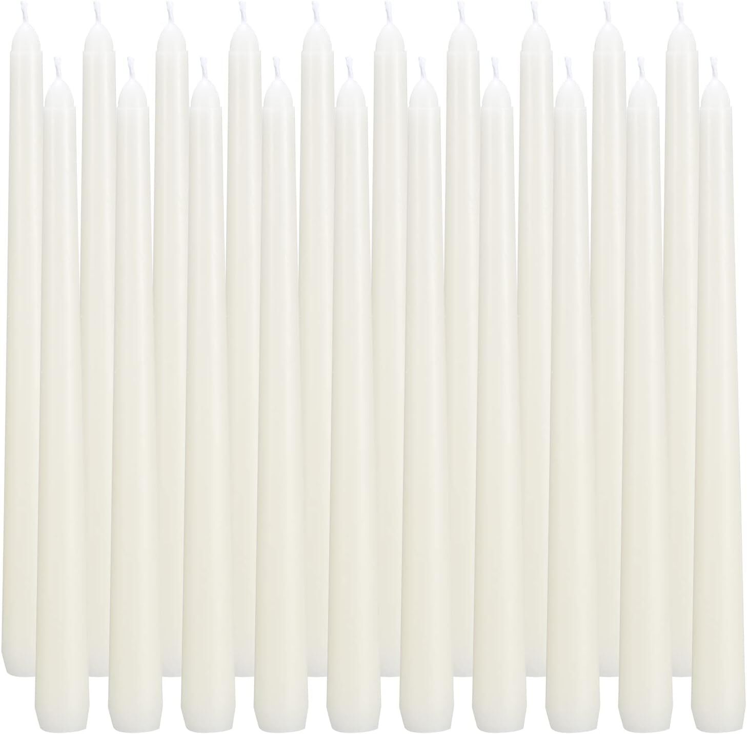 Ivory Taper Candles, Set of 20 Unscented and Smokeless 10 Inch Taper Candles