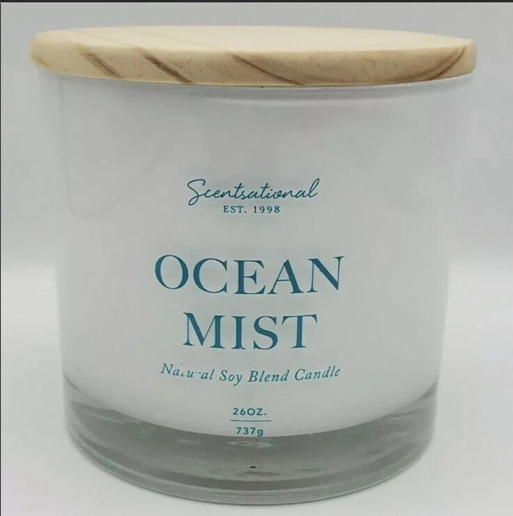 Scentsational Ocean Mist Natural Soy Blend Candle 3-Wick JUMBO SIZE 26 oz NEW!