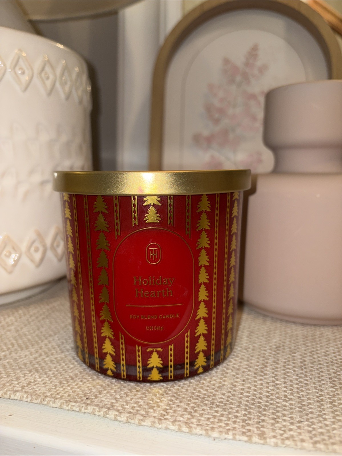 Threshold Candle Holiday Hearth Jar Candle Double Wick Red Christmas Soy Wax NEW