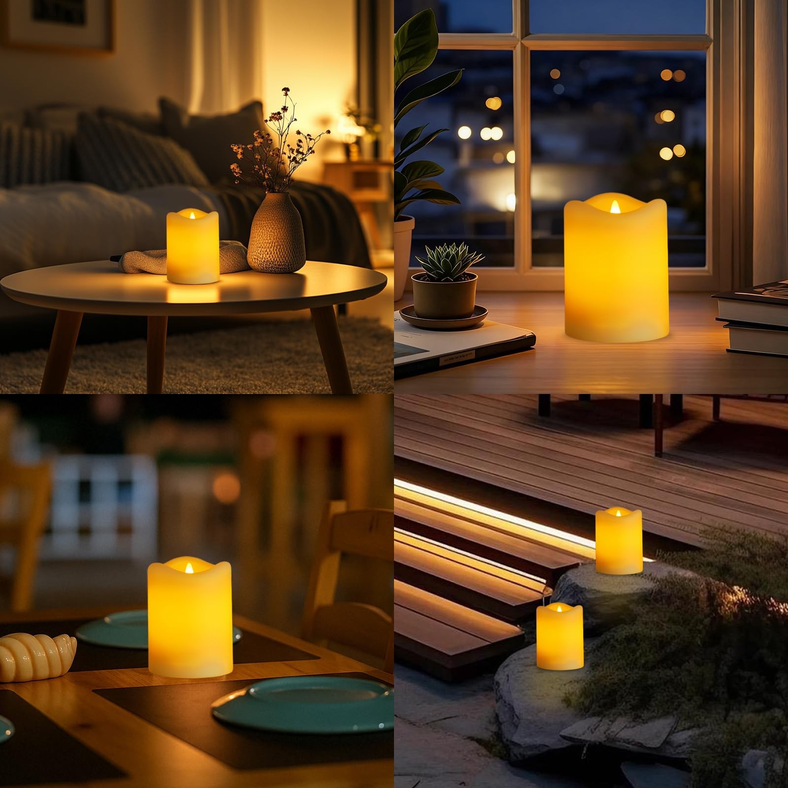 Solar Candles Outdoor Waterproof, 2 Pack Solar Flameless LED Rechargeable Can…