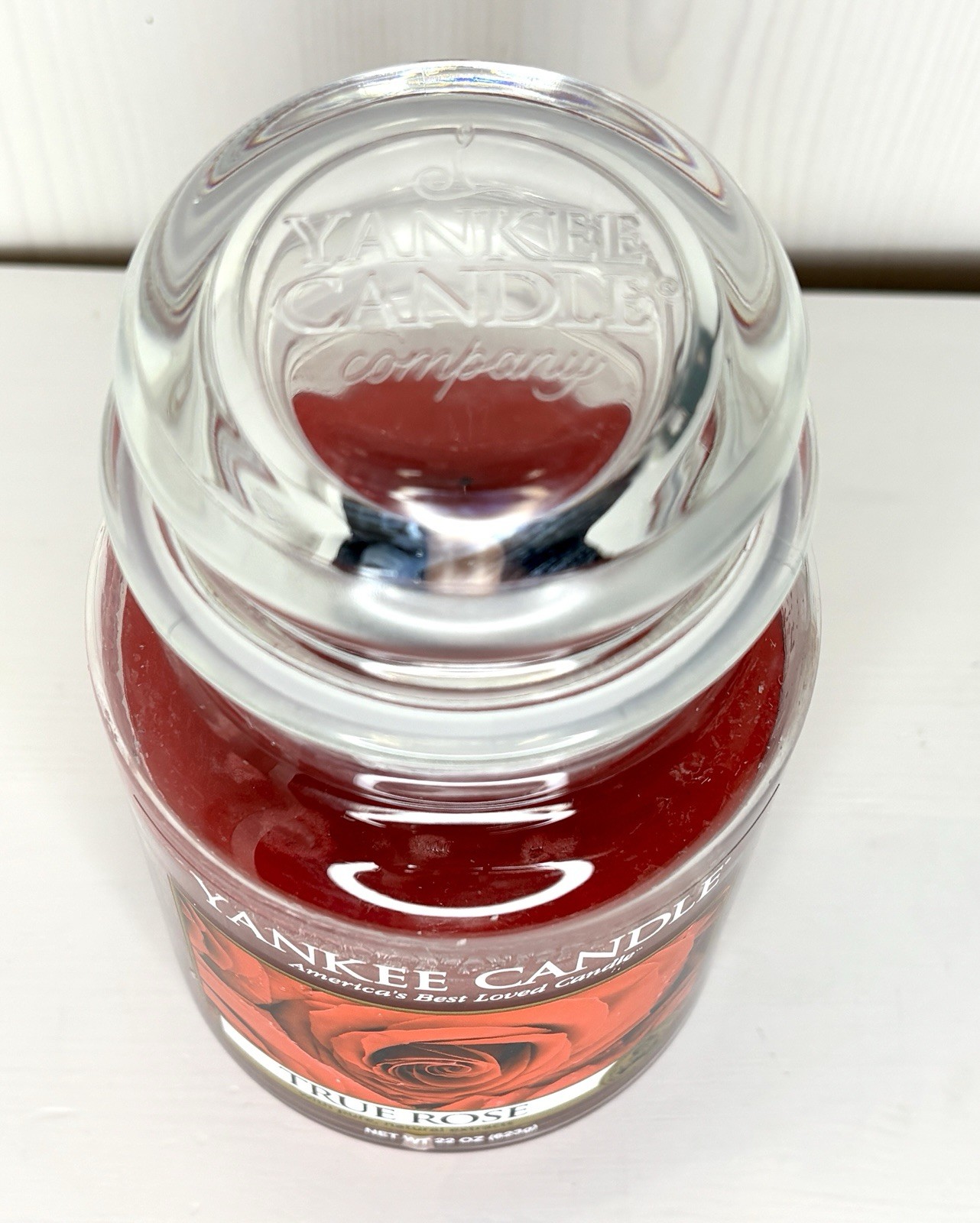 Yankee Candle True Rose Large 22 oz Glass Jar White Label Partially Used