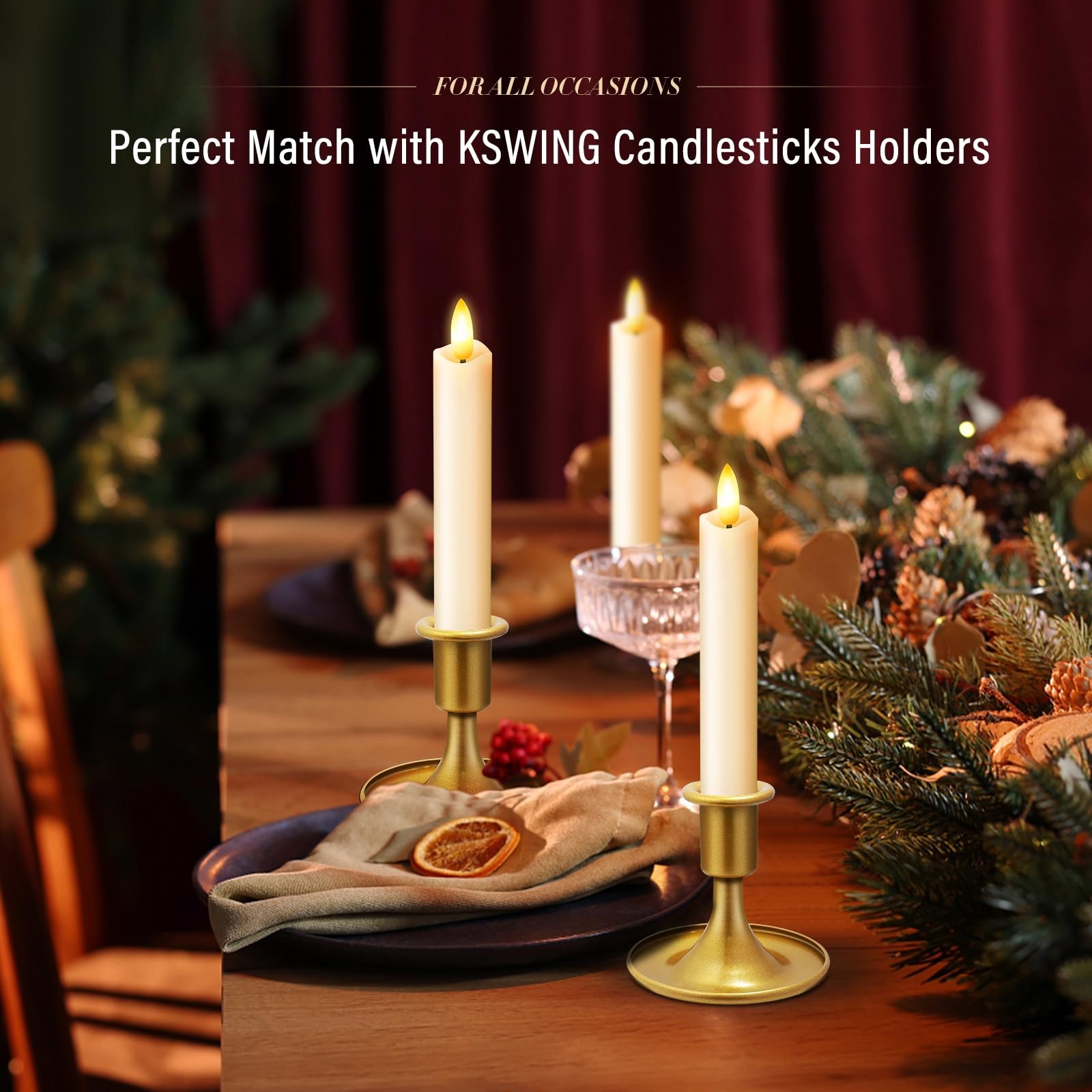 Upgraded Real Wax Short LED Flameless Taper Candles with Remote, 6 PCS Ivory …