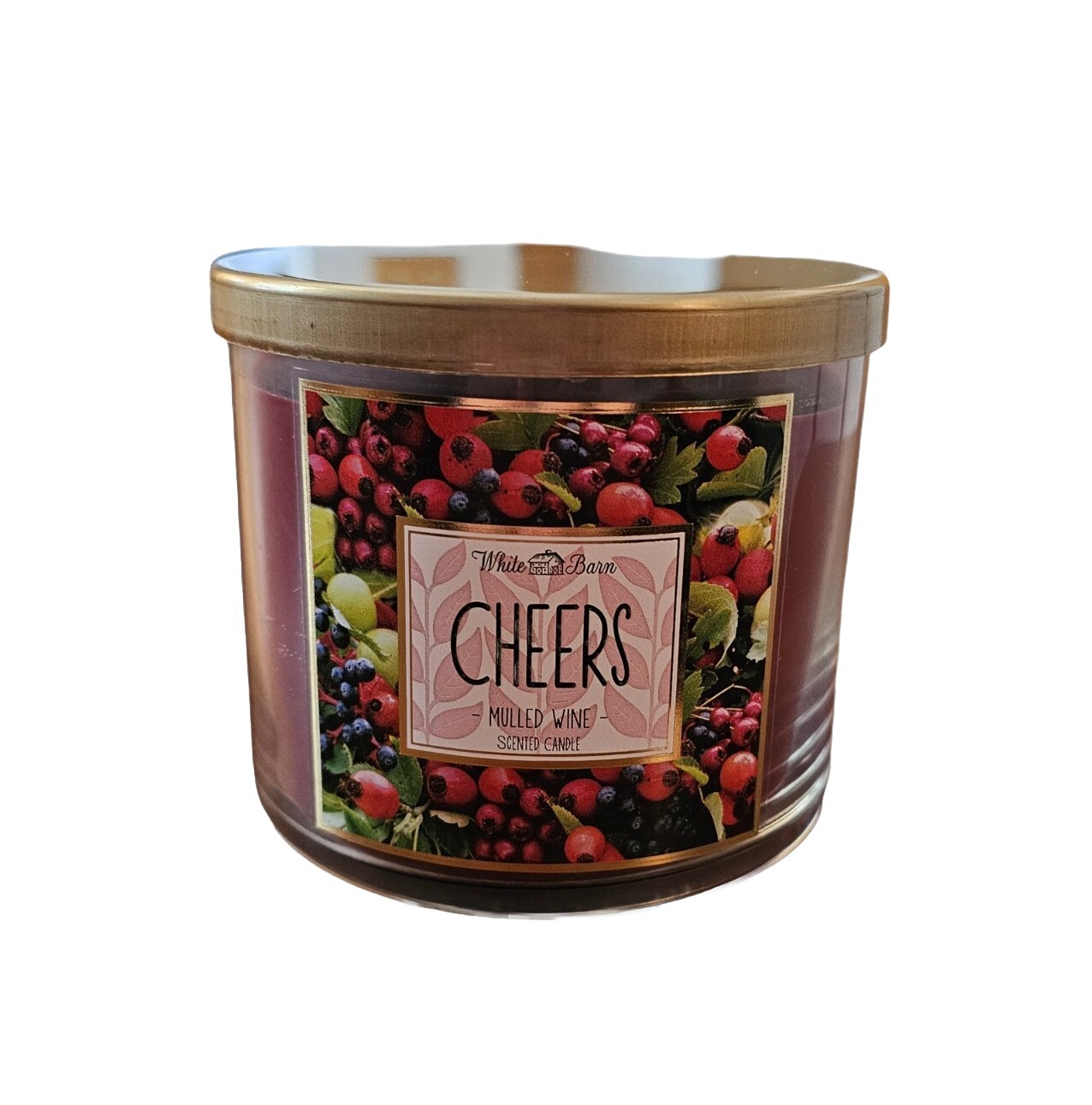 White Barn Bath and Body Works CHEERS Mulled Wine 3 Wick Candle Burns 25-45 HRS