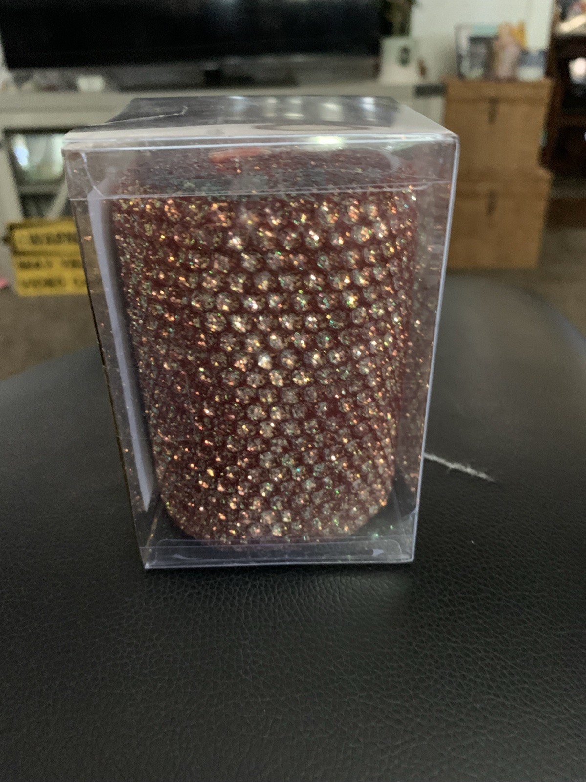 Oak Forest Design 4” Beeswax Pillar Candle Bronze Metallic Glitter textured NIB