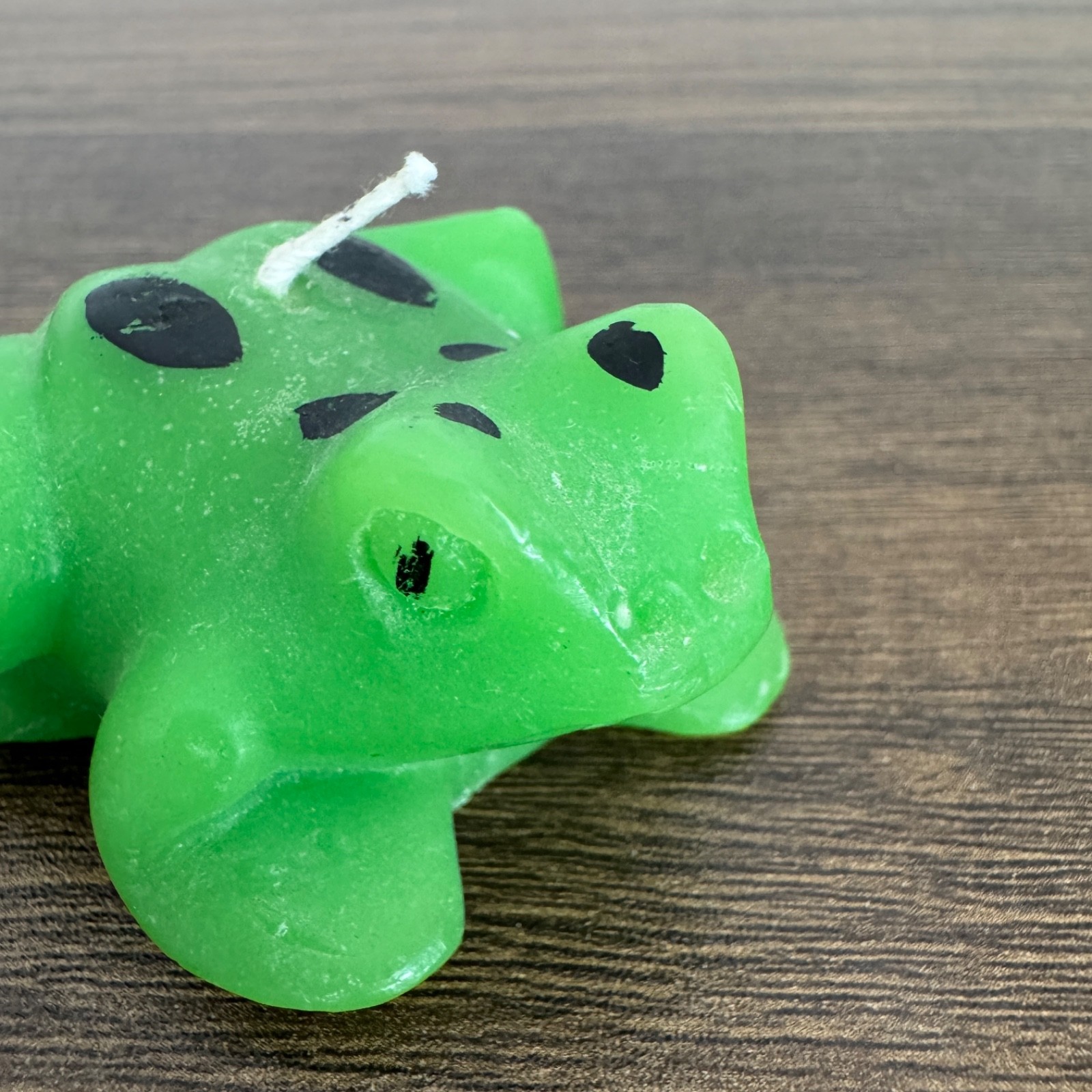Vintage Molded Wax Candle Frog Shaped Green with Spots Small Never Lit_Set of 2