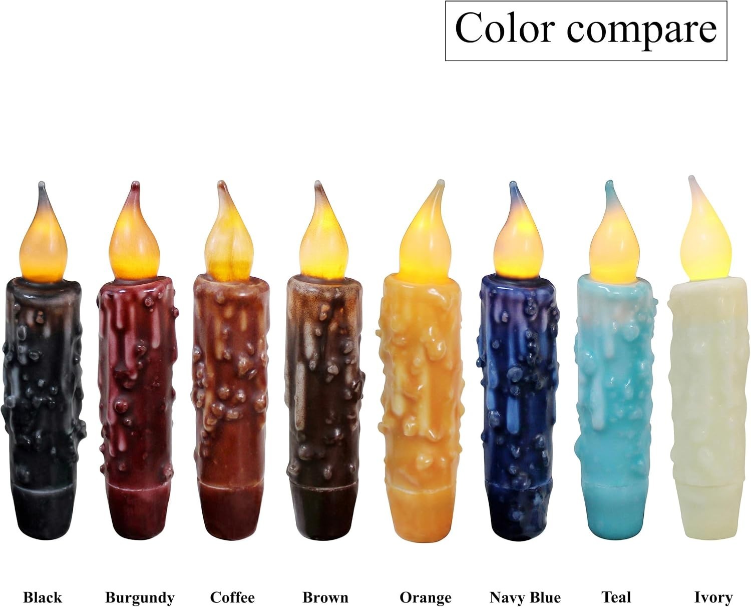 Real Wax Hand Dipped Battery Operated LED Timer Taper Candles Country Primiti…