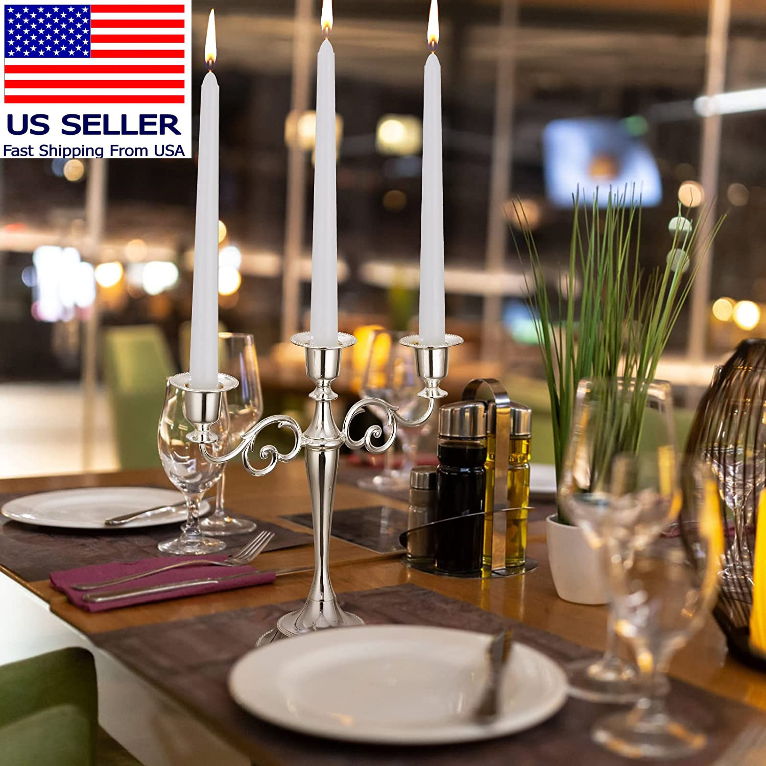 24 Pack Tall White Taper Candles, 10 Inch (H) Dripless, Unscented Dinner Candle,