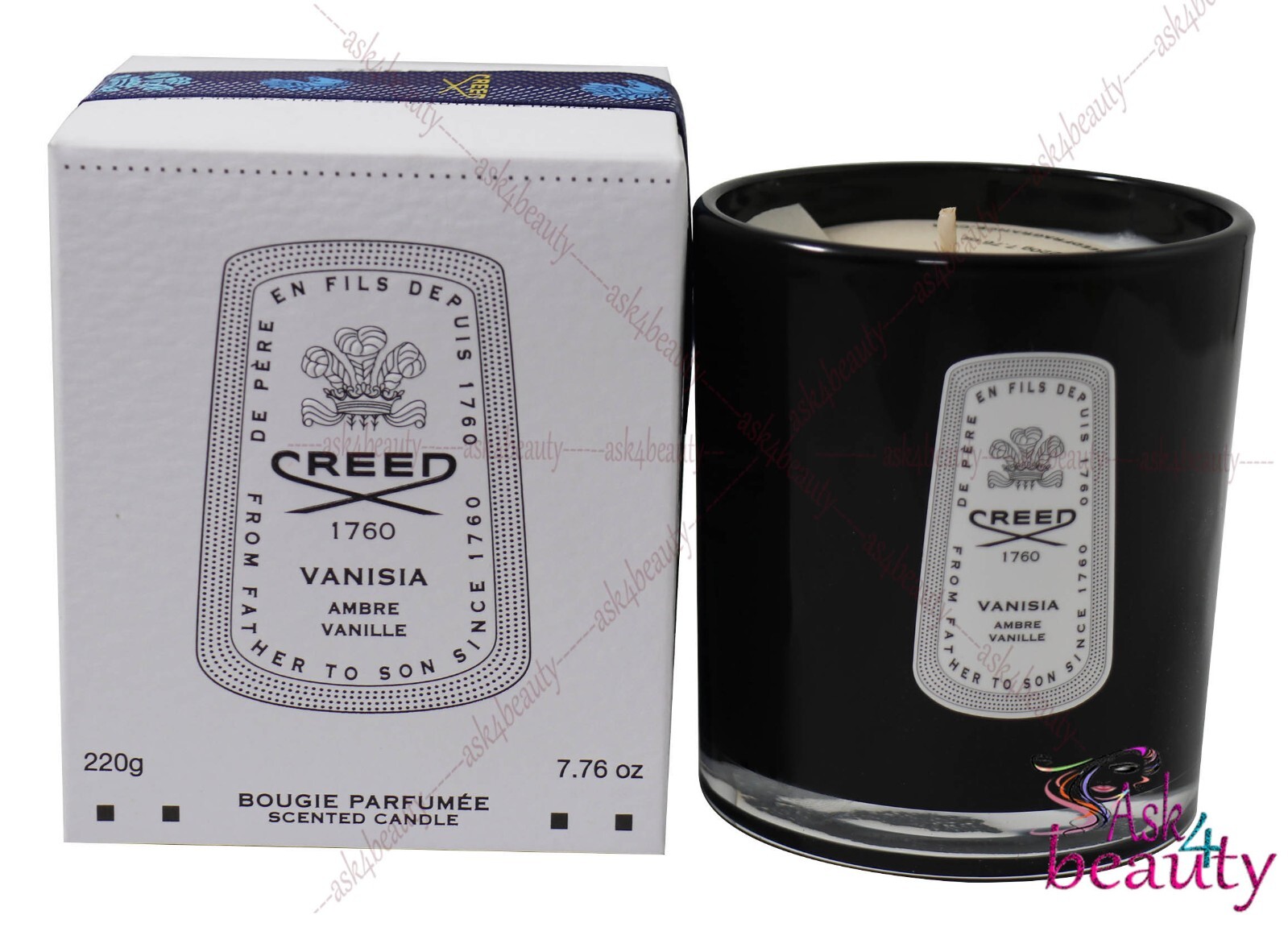 Creed Vanisa Amber Vanille Scented Candle 7.76oz /220g New In Box