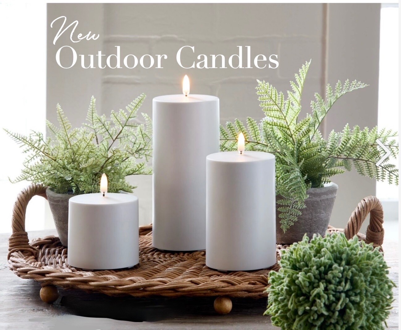 INDOOR/OUTDOOR WHITE PILLAR CANDLE 3 x 3′ Realistic Flame 4532926 Remote Ready