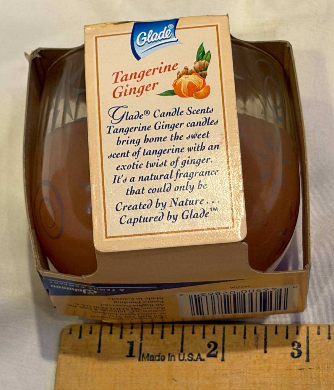 Vintage NEW 2001 Glade Candle Scents Tangerine Ginger Small Jar Candle 4 oz.