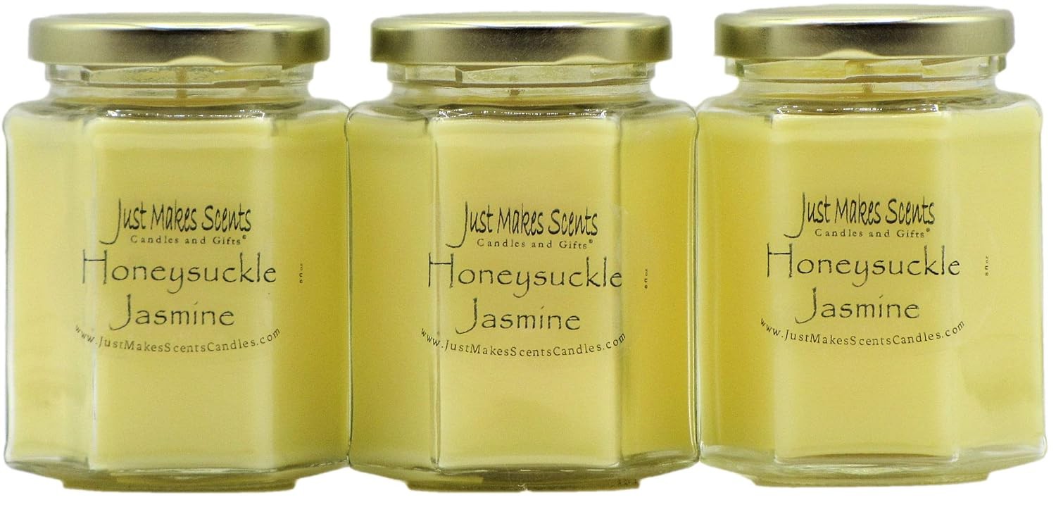 Honeysuckle Jasmine Fragrance 3 Pack Hand Poured Spring Summer Floral Gift Set