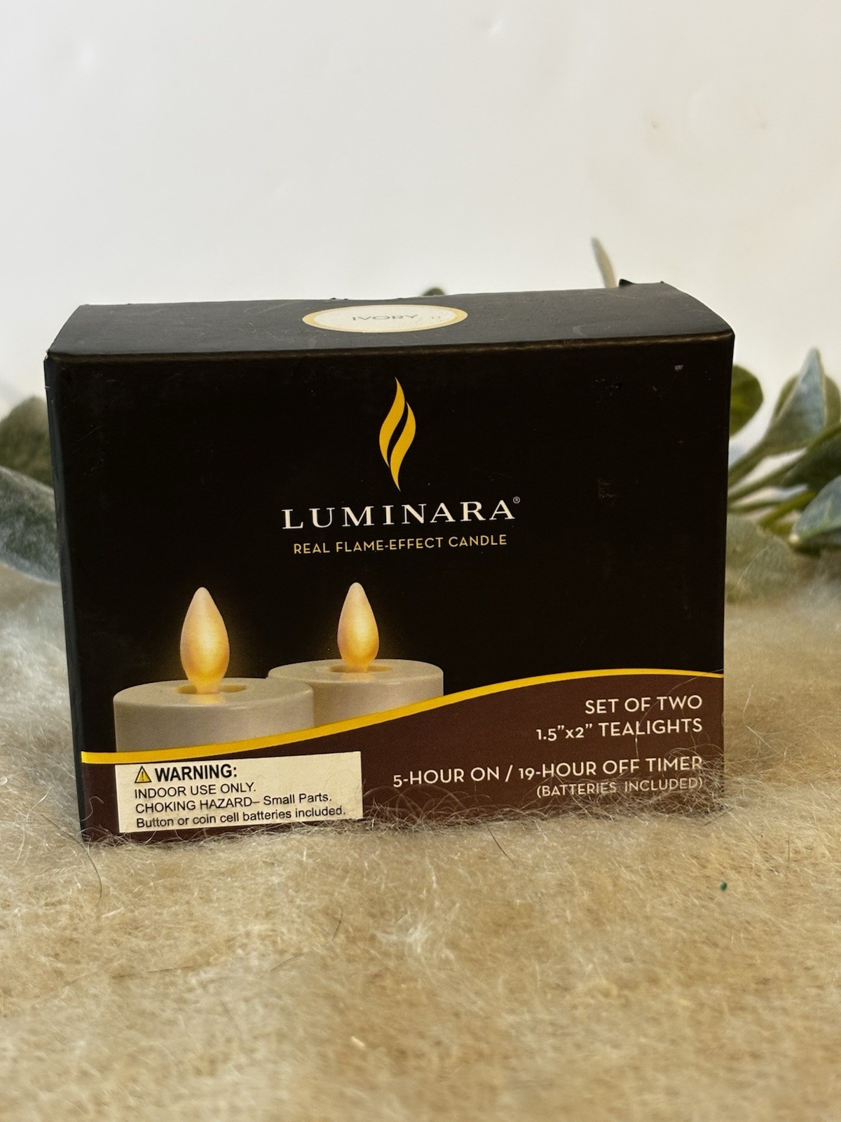Luminara Real Flame Effect Candle Set Of 2 Tealights Ivory 1-1/2×2 In Box