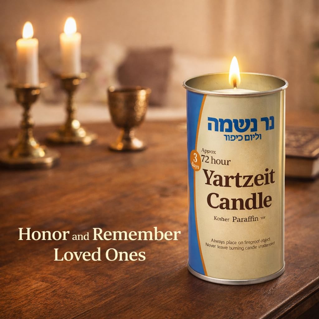 2 PCS 3 Day Yahrzeit Memorial Candles 72 Hour Kosher Jewish Tin Paraffin Wax