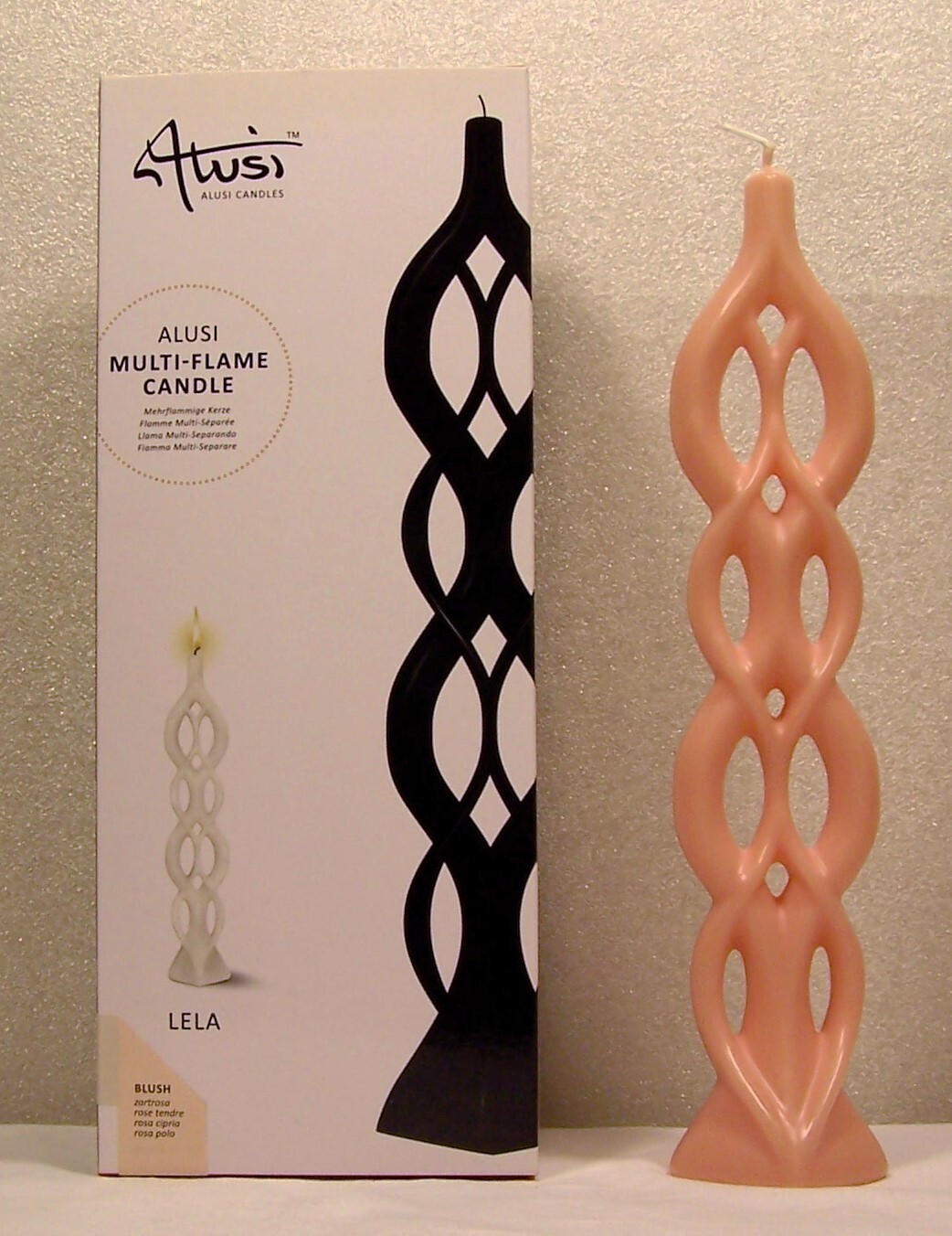 Alusi Multi Flame Candle LELA Blush Pink Rose Unscented Modern Avant-garde Decor