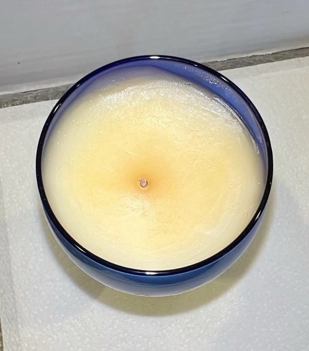 Vintage Celestial Sun Moon Stars Cobalt Blue Glass Vanilla Scent Candle 1990s