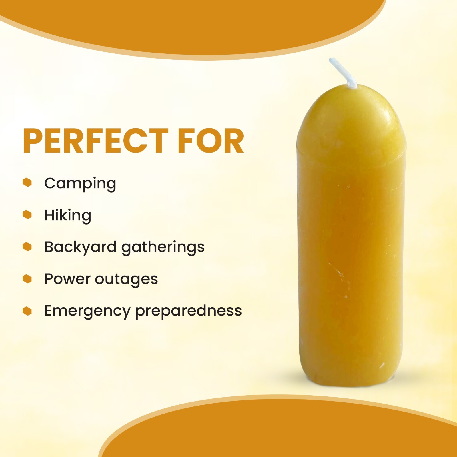 100% Pure Beeswax Lantern Candles (12 Hours Burn Time Each) – All Natural