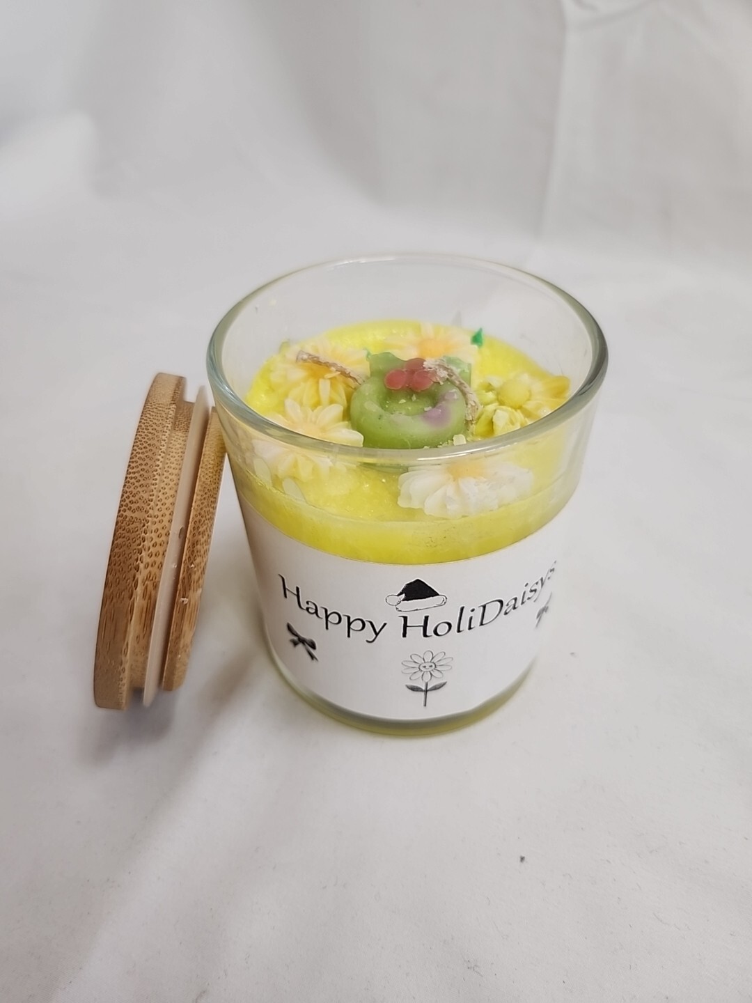 LQQK Daisy Candle Art Homemade Spring Flower Scent 9 oz Candle Happy HoliDaisys