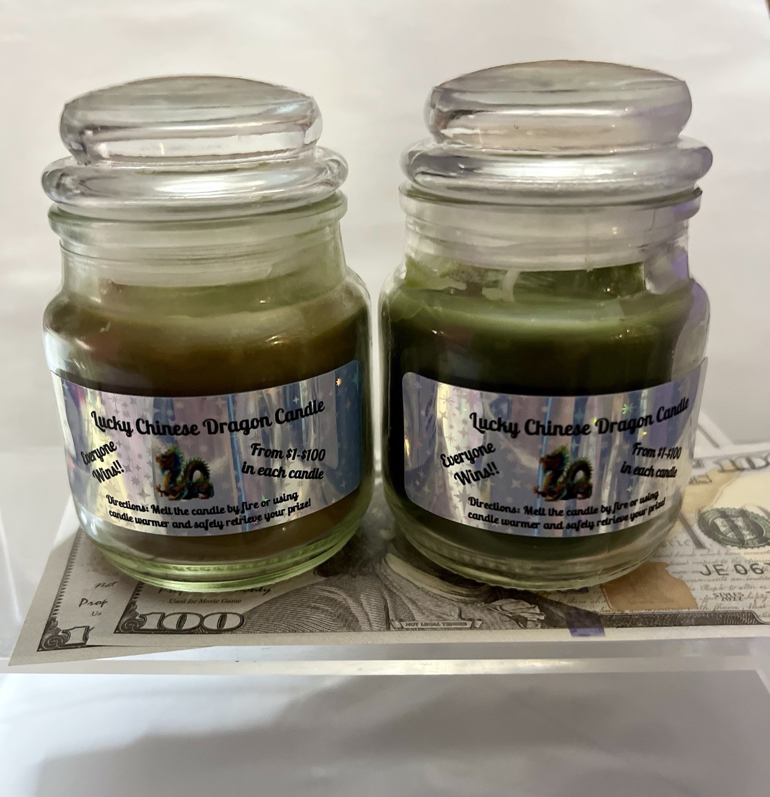 3oz. Lucky Cash Money Candle•REAL $ INSIDE•Candles CONTAINS from $1-$100